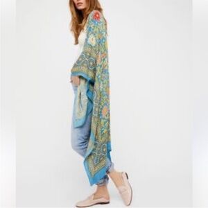 Free People Blue and Yellow Floral Kimono